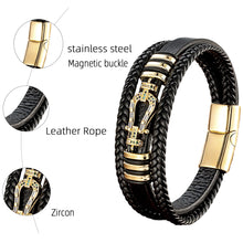 Load image into Gallery viewer, Multilayer Leather Horseshoe Charm Bracelet
