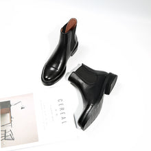 Load image into Gallery viewer, Leather velvet Thick heel Ankle boot
