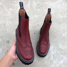 Load image into Gallery viewer, Leather Brock Black/Red Boot
