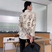 Load image into Gallery viewer, Horse Print Chiffon Long Sleeve Top

