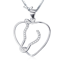 Carica l&#39;immagine nel visualizzatore di Gallery, 925 Silver Heart Shaped Horse Head Necklace
