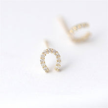 Load image into Gallery viewer, 925 Sterling Silver Crystal Horseshoe Earrings
