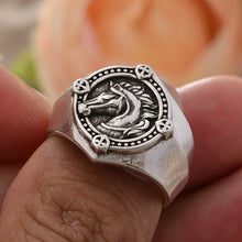 Load image into Gallery viewer, Stormtrooper War-horse Badge Thai Silver Man Ring

