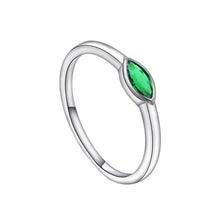 将图片加载到图库查看器，S925  Silver Simple Green Gem Horse Eye Ring
