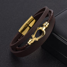Load image into Gallery viewer, Horseshoe Cuff Leather Bracelet
