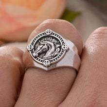 Load image into Gallery viewer, Stormtrooper War-horse Badge Thai Silver Man Ring
