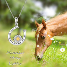 Carregar imagem no visualizador da galeria, 925 Silver Daisy Flower Horseshoe Necklace
