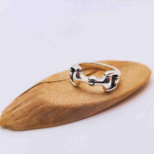 Load image into Gallery viewer, 925 Sterling Silver horse bit snaffle bit ring
