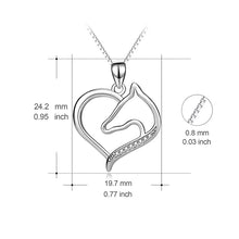 Görseli Galeri görüntüleyiciye yükleyin, 925 Silver Horse Head Heart-Shaped Necklace
