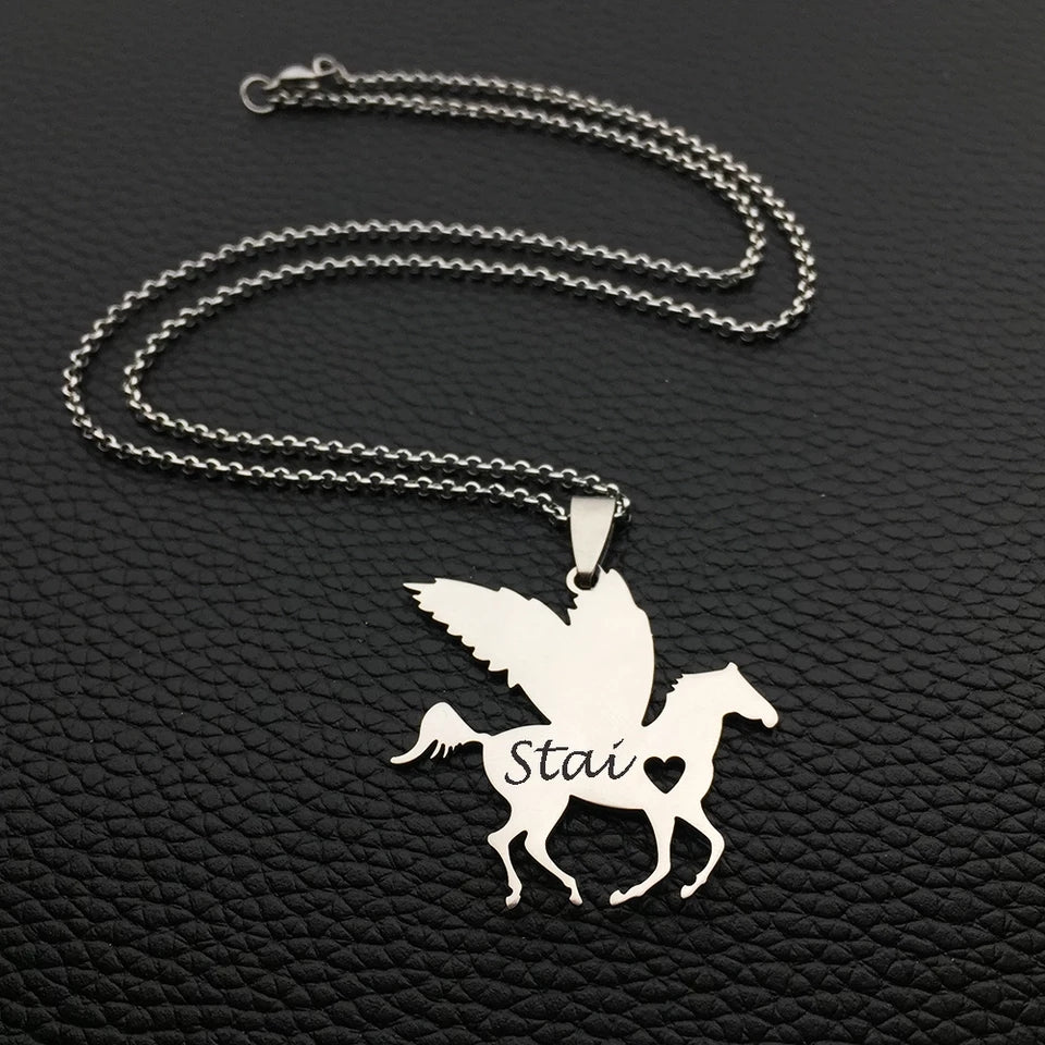 Personalized Angel Horse necklace