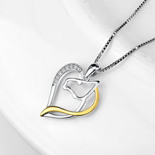 이미지를 갤러리 뷰어에 로드 , 925 Silver Horse Head Heart Shaped Diamond Necklace
