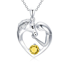 Lataa kuva Galleria-katseluun, 925 Silver Horse Love Heart Necklace
