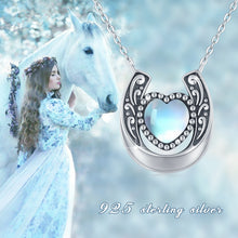 Load image into Gallery viewer, 925 Silver Moonstone Horseshoe Necklace
