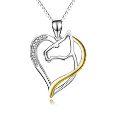 Carregar imagem no visualizador da galeria, 925 Silver Horse Head Heart Shaped Diamond Necklace
