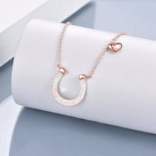 Load image into Gallery viewer, Opal Horseshoe Silver Rose Gold Necklace
