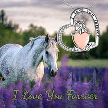이미지를 갤러리 뷰어에 로드 , S925 Sterling Silver Heart Horse Necklace
