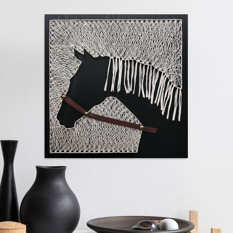 اليدوية الحصان نمط سلسلة الحرير اللوحة جدار الفن