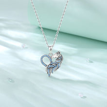 Load image into Gallery viewer, Delicate Blue Crystal Heart Horse Necklace
