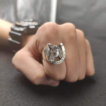 이미지를 갤러리 뷰어에 로드 , 925 silver horseshoe horse head zodiac ring
