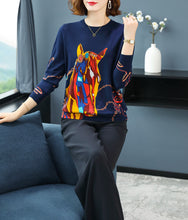 Load image into Gallery viewer, O-Neck horse printing Sweater

