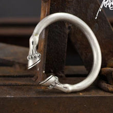 Load image into Gallery viewer, Adjustable Antique Silver Horseshoe Bracelet
