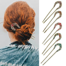 Lade das Bild in den Galerie-Viewer, Vintage horseshoe Shaped Crystal Hair Pins
