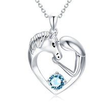 Afbeelding in Gallery-weergave laden, 925 Silver Horse Love Heart Necklace

