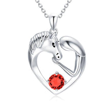 将图片加载到图库查看器，925 Silver Horse Love Heart Necklace
