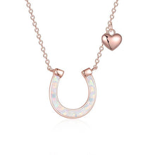 Load image into Gallery viewer, Opal Horseshoe Silver Rose Gold Necklace
