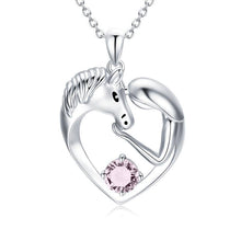 Load image into Gallery viewer, 925 Silver Horse Love Heart Necklace
