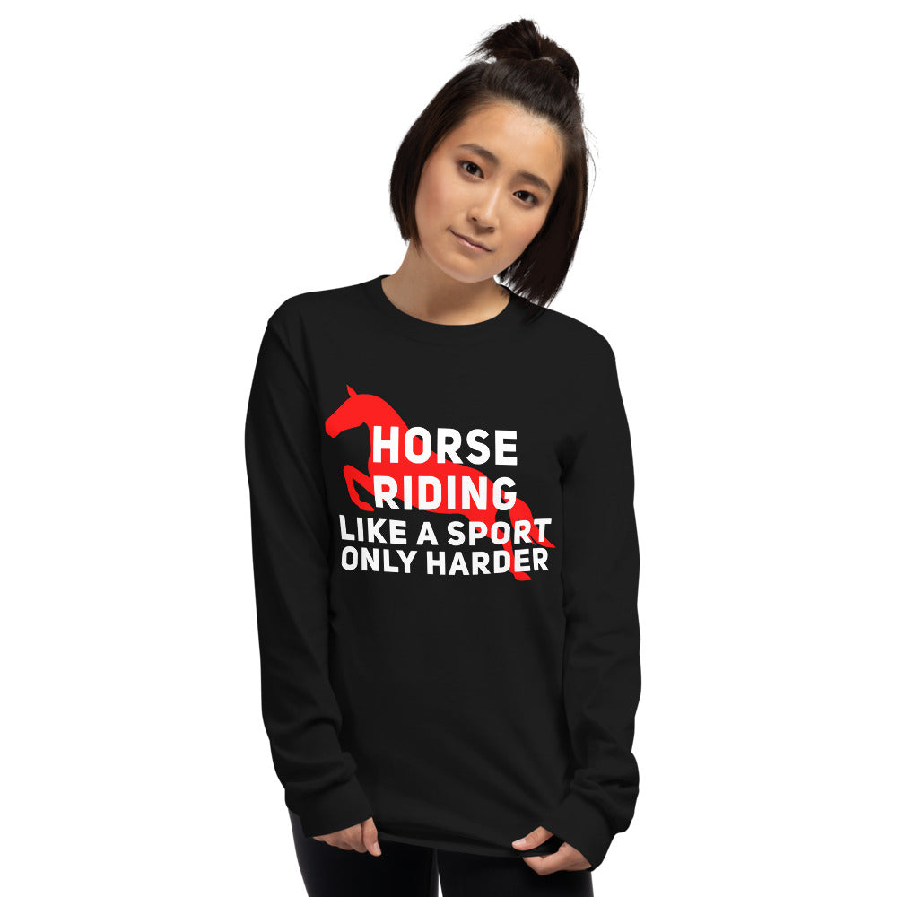 Andar a cavalo é um esporte Camisa manga longa