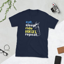 画像をギャラリービューアに読み込む, Eat, sleep, Ride Horses Unisex T-Shirt - HorseObox
