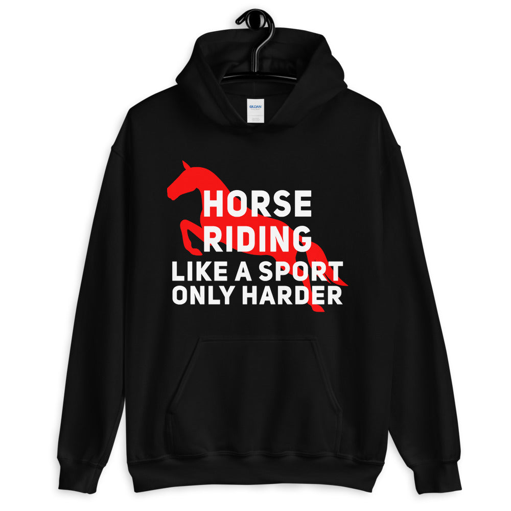 Andar a cavalo é um esporte com capuz unissex