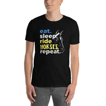 Cargar imagen en el visor de la galería, Eat, sleep, Ride Horses Unisex T-Shirt - HorseObox
