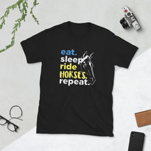 画像をギャラリービューアに読み込む, Eat, sleep, Ride Horses Unisex T-Shirt - HorseObox
