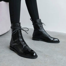 Load image into Gallery viewer, leather tip low heel Martin boot
