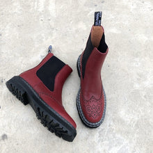 Load image into Gallery viewer, Leather Brock Black/Red Boot
