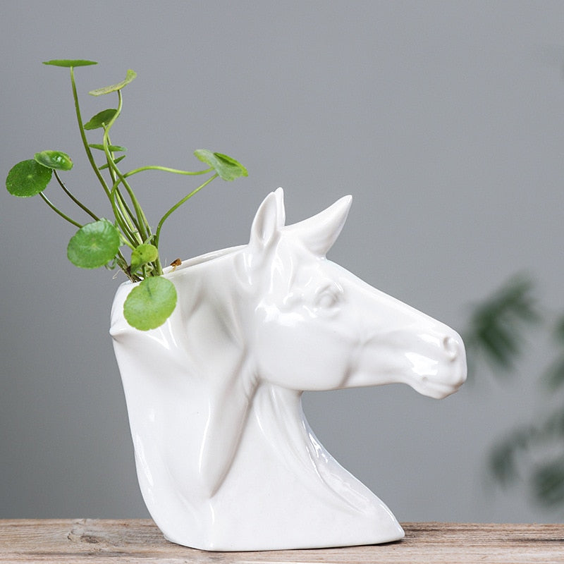 Horse Head Shape Ceramic Flower Pot