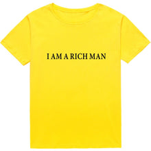 将图片加载到图库查看器，I AM A RICH MAN 搞笑字母印花 T 恤

