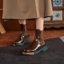 Загрузить изображение в средство просмотра галереи, Ботинки Челси в стиле ретро на толстом каблуке двух цветов
