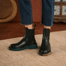 Load image into Gallery viewer, Thick Heel Two Colors Retro Chelsea Boot
