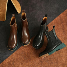 Load image into Gallery viewer, Thick Heel Two Colors Retro Chelsea Boot
