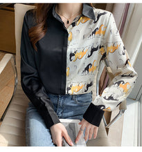 Load image into Gallery viewer, Splicing Horse Printed Chiffon Blouse
